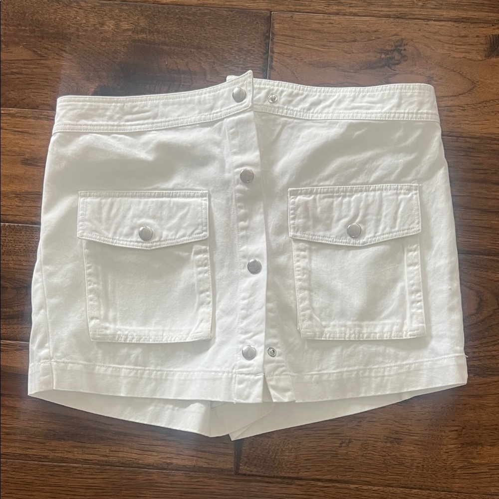 STAUD Cream Button-Down Skirt